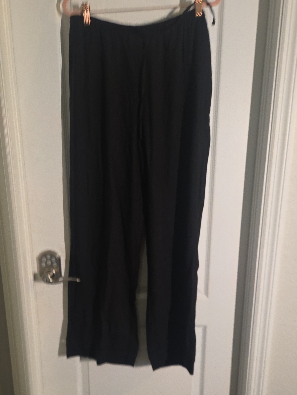 Abercrombie & Fitch Black Wide-Leg Linen Pull-On Pants
